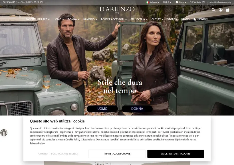 Schermata della pagina offerta di D'Arienzo 