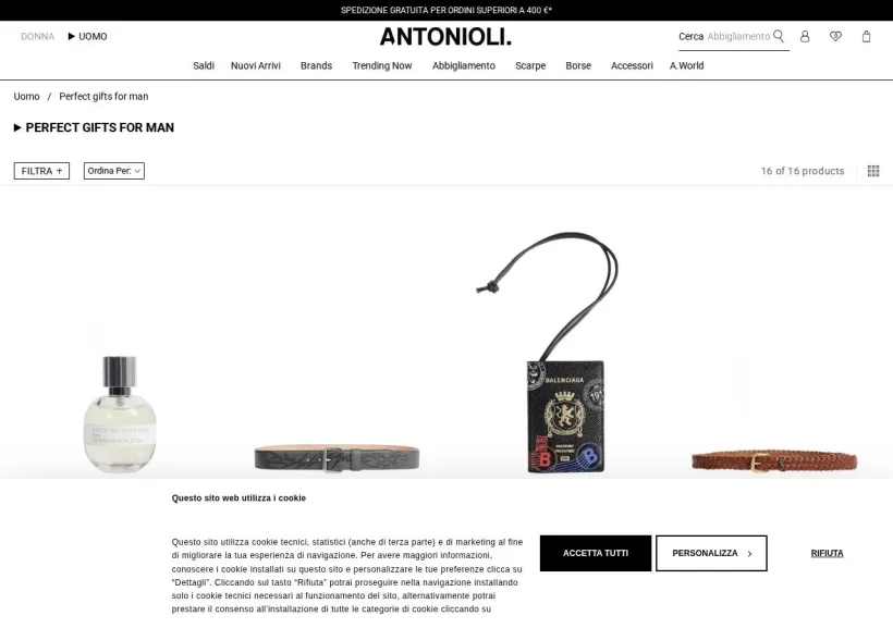 Schermata della pagina offerta di Antonioli