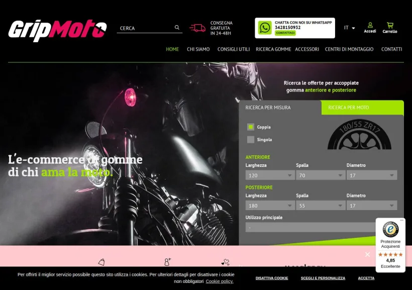 Schermata della pagina offerta di Grip Moto