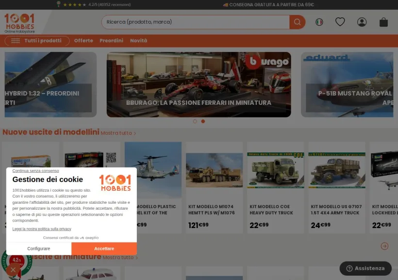 Schermata della pagina offerta di 1001 Modellini