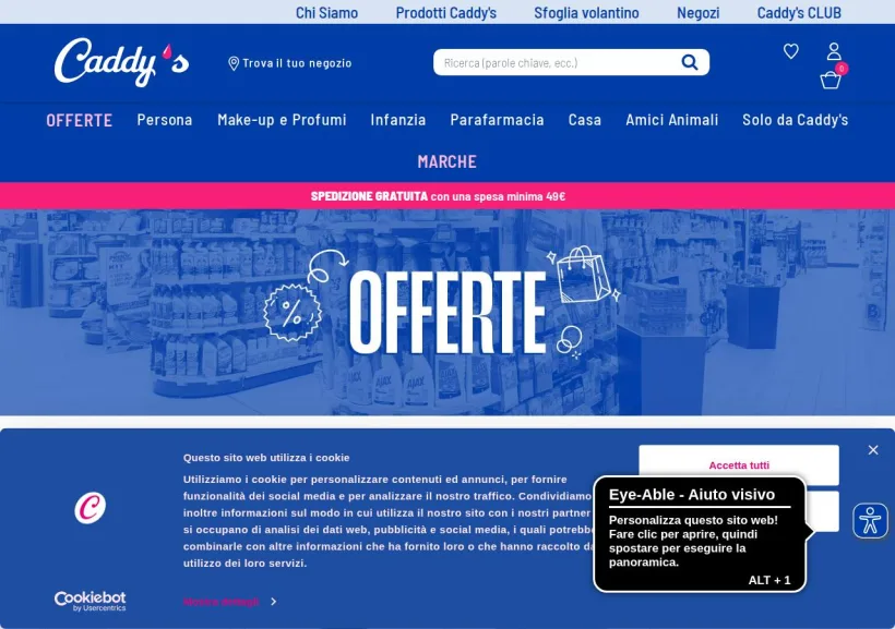 Schermata della pagina offerta di Caddy's