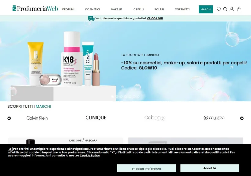 Schermata della pagina offerta di Profumeriaweb 