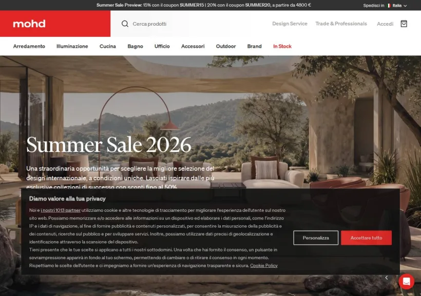 Schermata della pagina offerta di MOHD