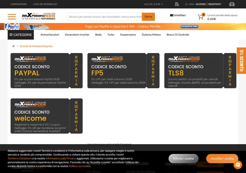 Schermata della pagina offerta di Maxpeeding Rods