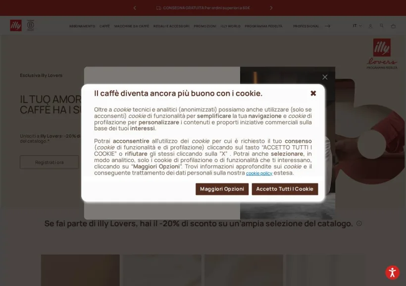Schermata della pagina offerta di Illy