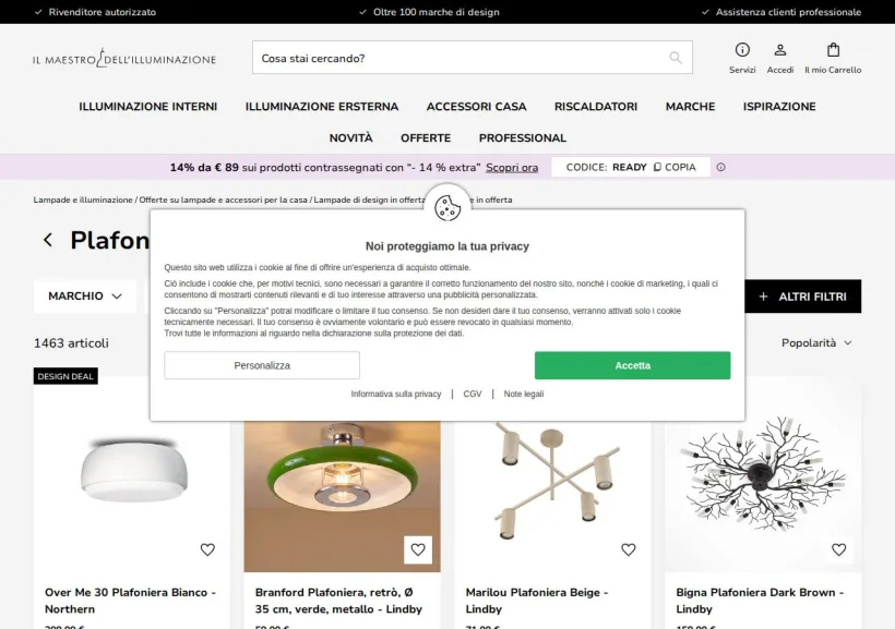 Schermata della pagina offerta di Il maestro dell'illuminazione