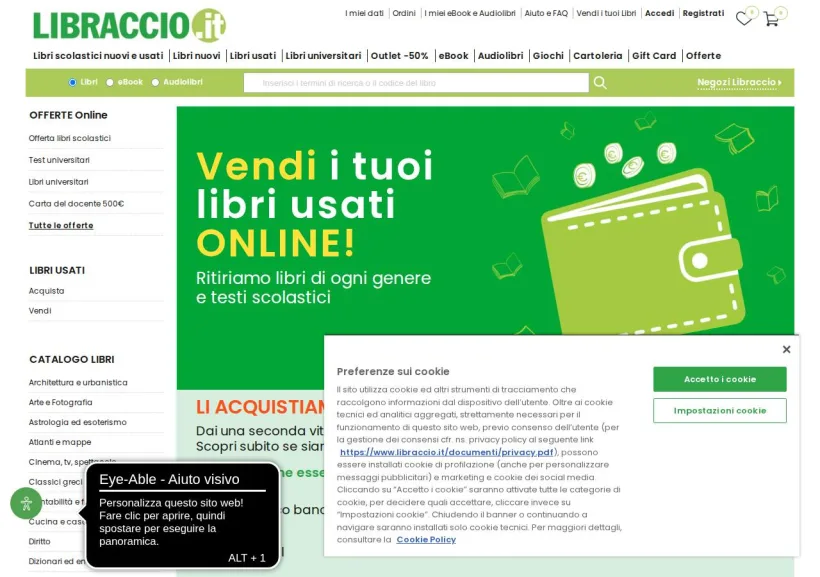 Schermata della pagina offerta di Libraccio