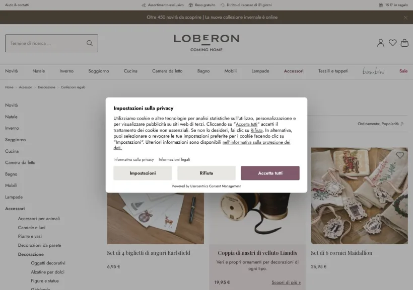 Schermata della pagina offerta di Loberon
