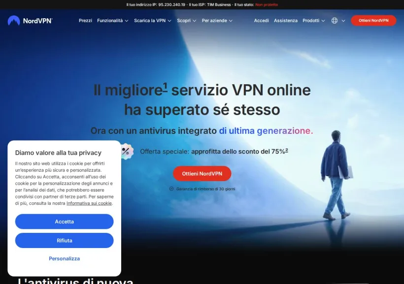 Schermata della pagina offerta di NordVPN