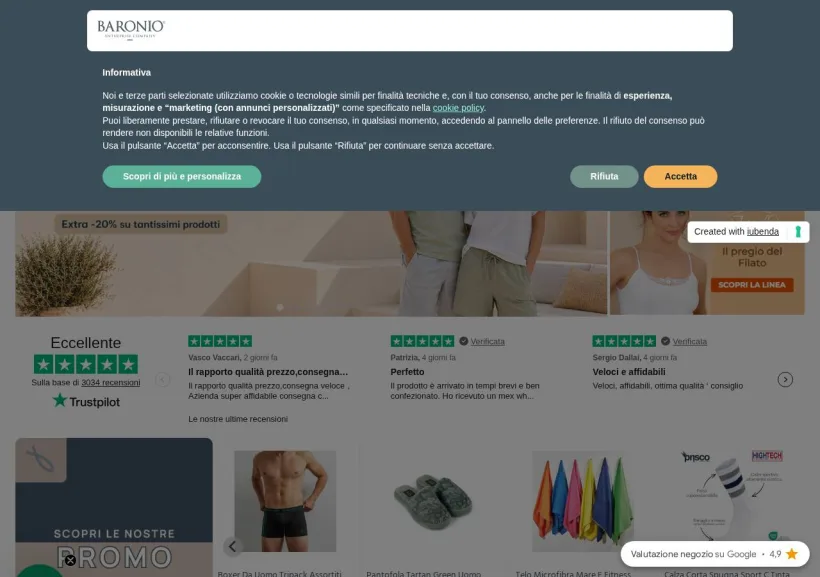 Schermata della pagina offerta di Baronionline