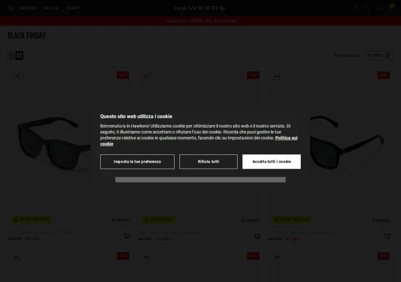 Schermata della pagina offerta di Hawkers