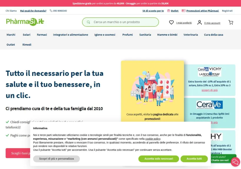Schermata della pagina offerta di Pharmasi
