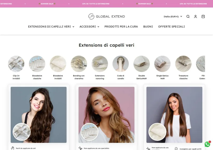 Schermata della pagina offerta di Global Extend