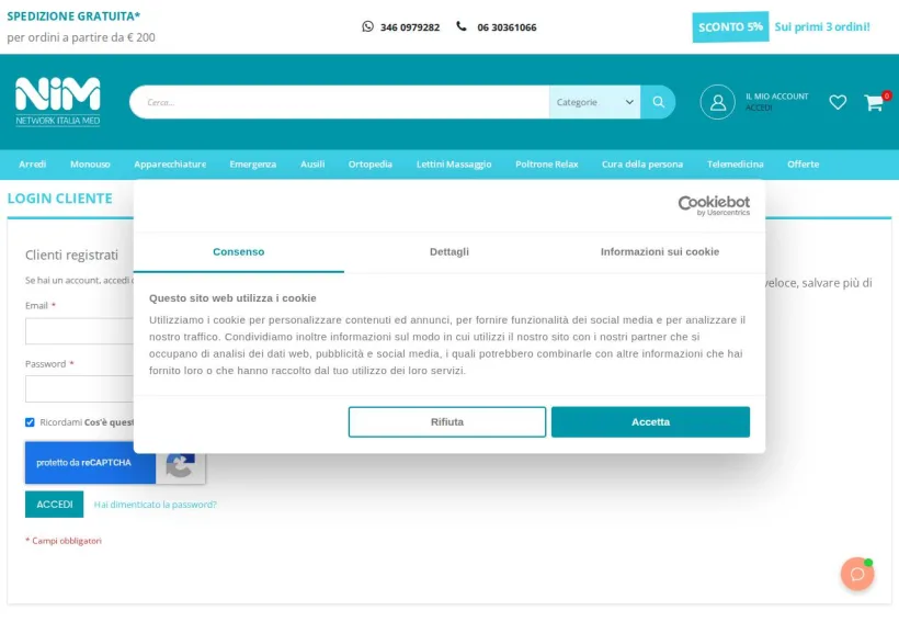 Schermata della pagina offerta di Nim-Net