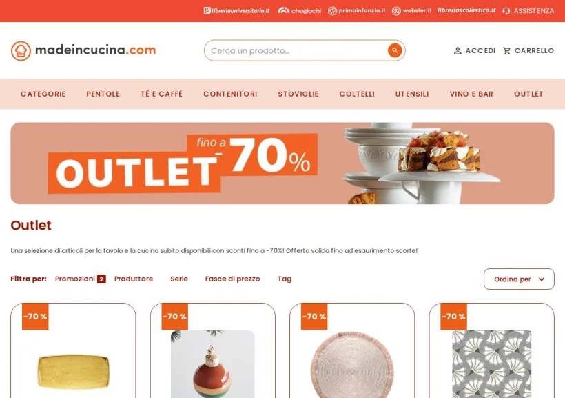 Schermata della pagina offerta di Made In Cucina