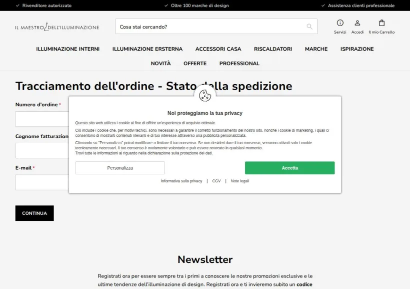 Schermata della pagina offerta di Il maestro dell'illuminazione