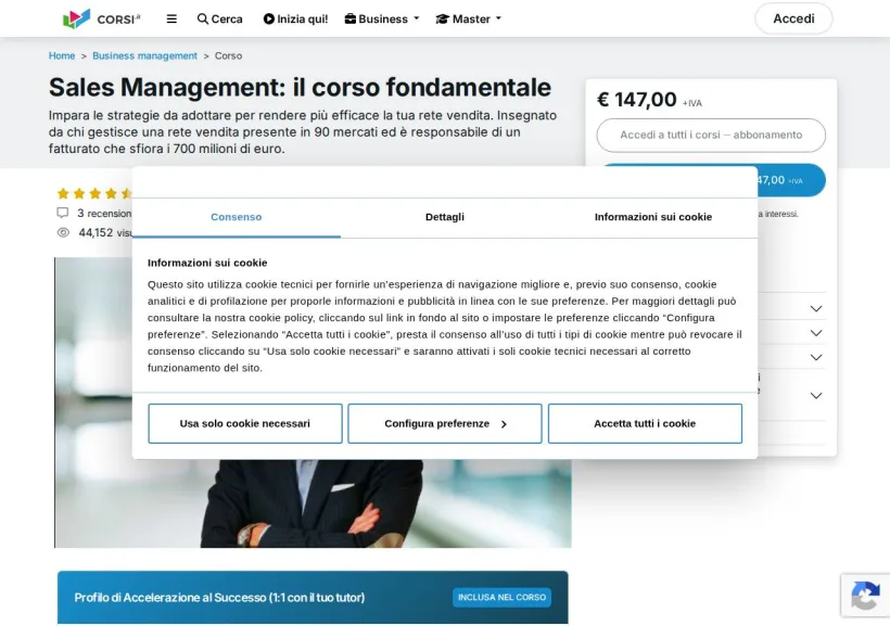 Schermata della pagina offerta di Corsi.it