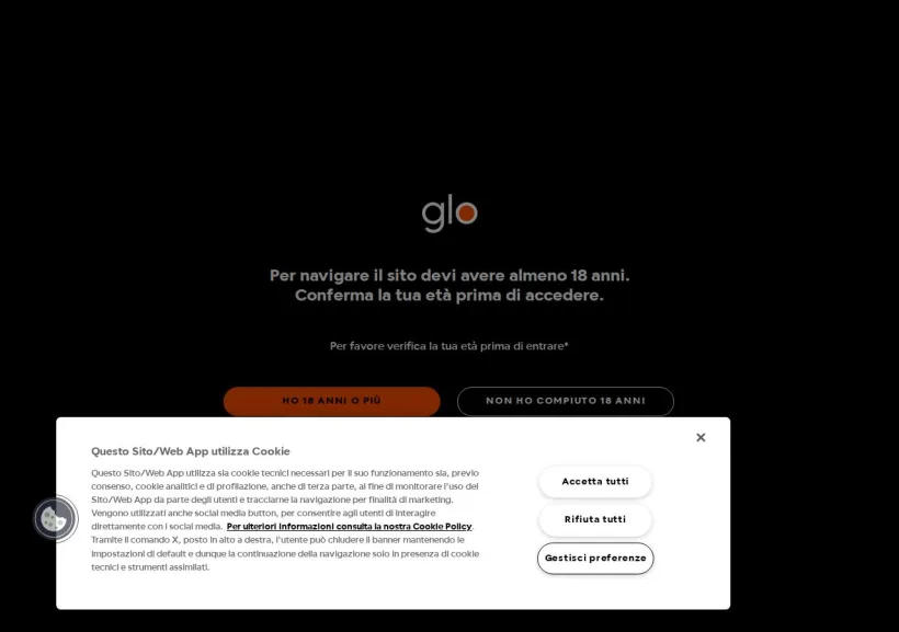 Schermata della pagina offerta di Glo