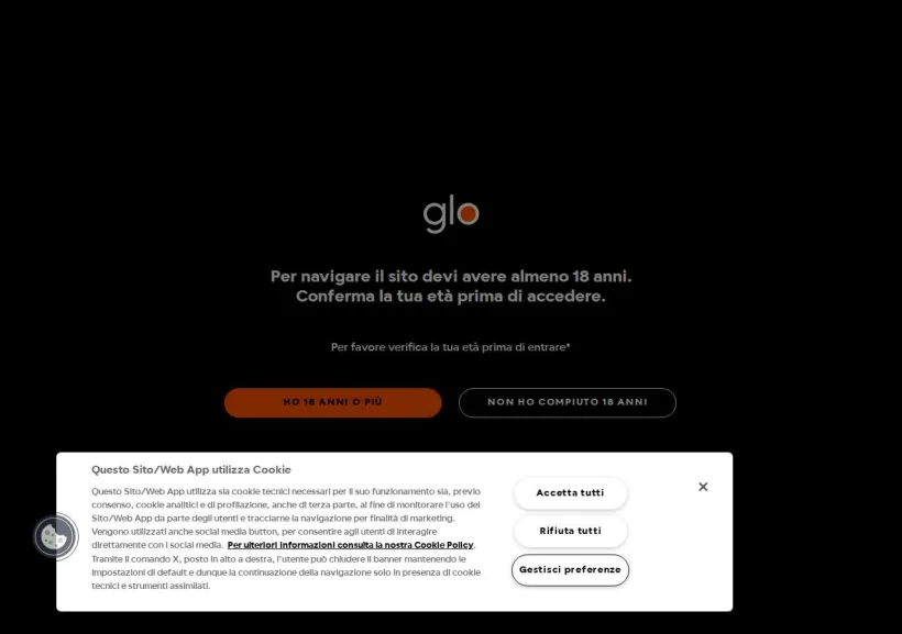 Schermata della pagina offerta di Glo