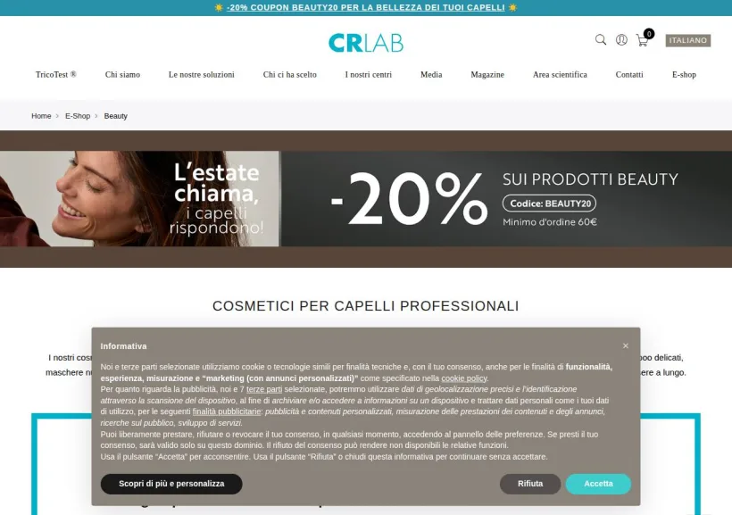 Schermata della pagina offerta di CRLab