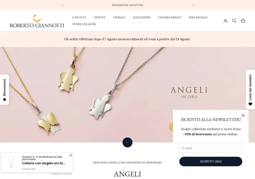 Schermata della pagina offerta di Roberto Giannotti