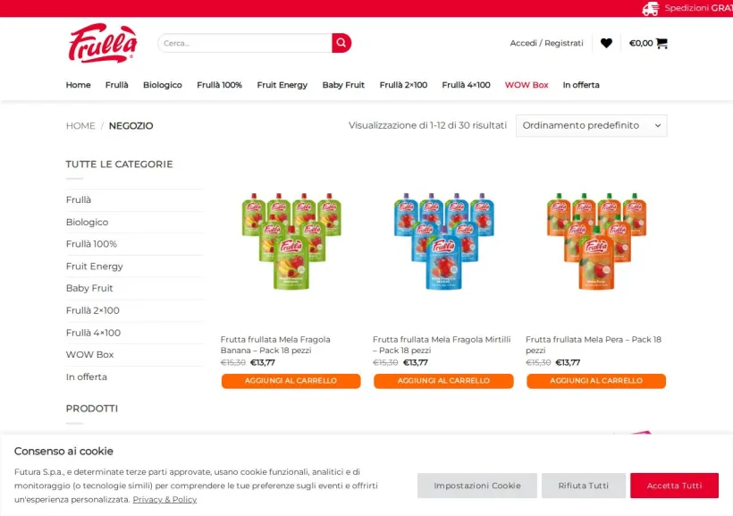 Schermata della pagina offerta di Frullà