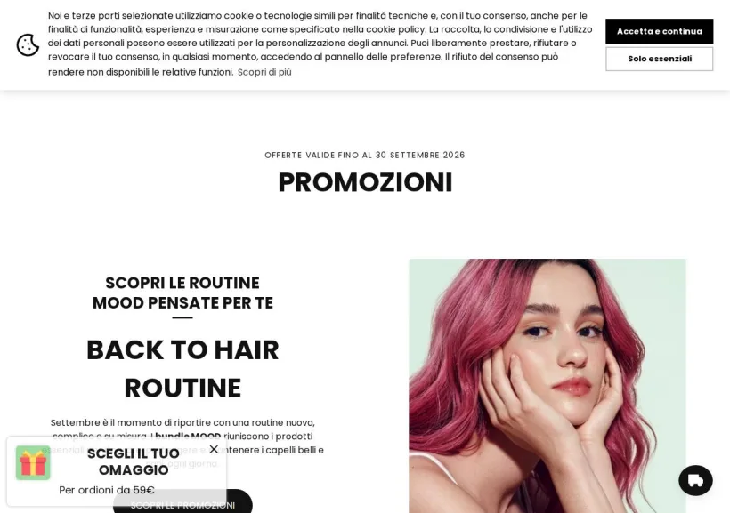 Schermata della pagina offerta di Mood