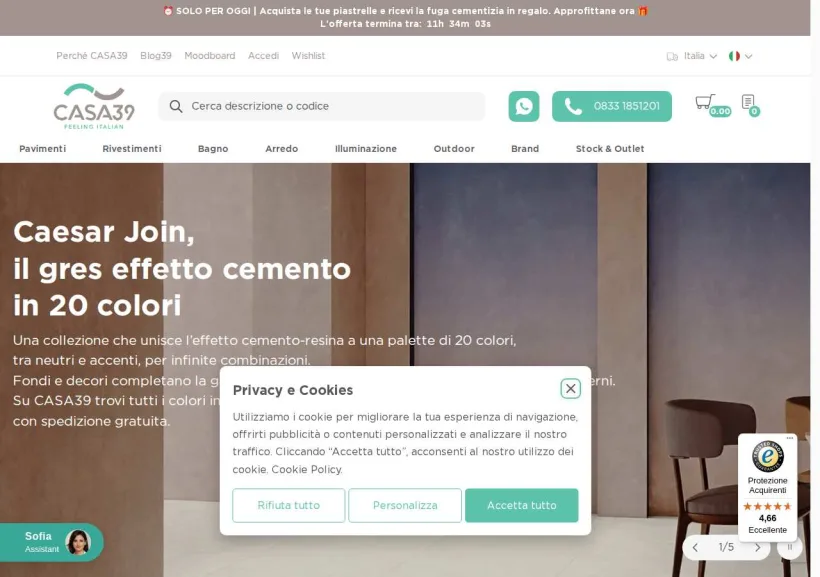 Schermata della pagina offerta di Casa39