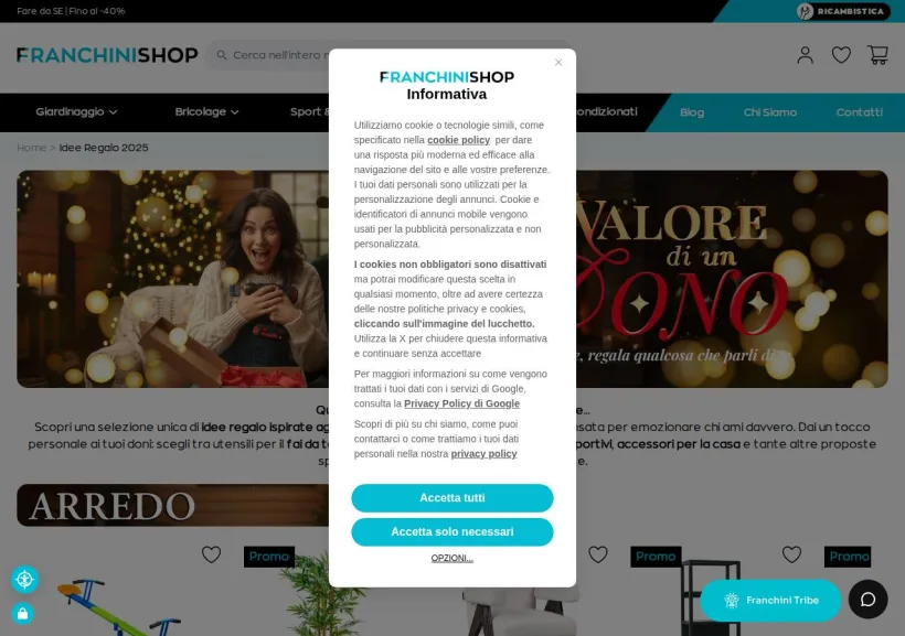 Schermata della pagina offerta di Franchini Shop
