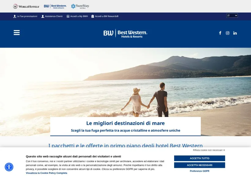 Schermata della pagina offerta di Best Western