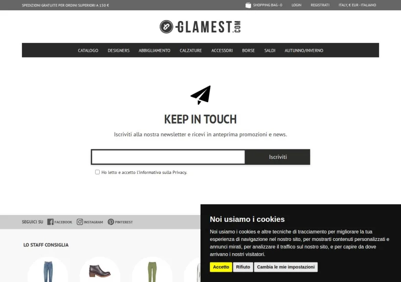 Schermata della pagina offerta di Glamest