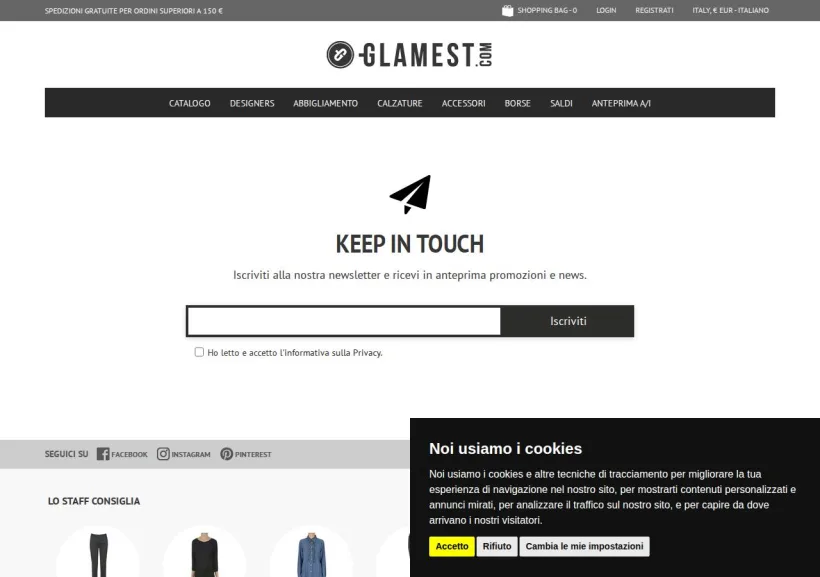 Schermata della pagina offerta di Glamest