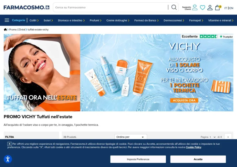 Schermata della pagina offerta di Farmacosmo