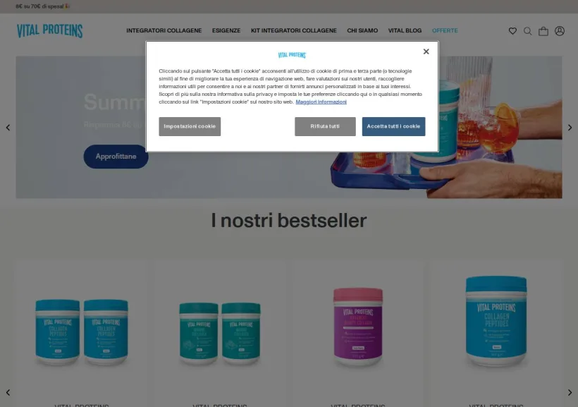 Schermata della pagina offerta di Vital Proteins