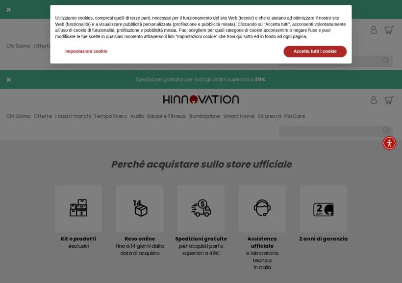 Schermata della pagina offerta di Hinnovation