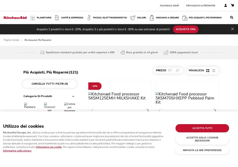 Schermata della pagina offerta di KitchenAid