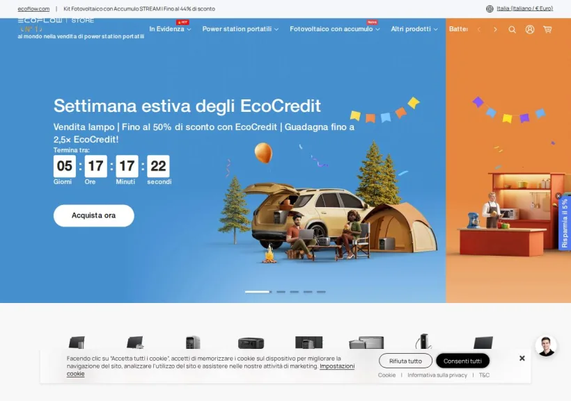 Schermata della pagina offerta di EcoFlow Italia