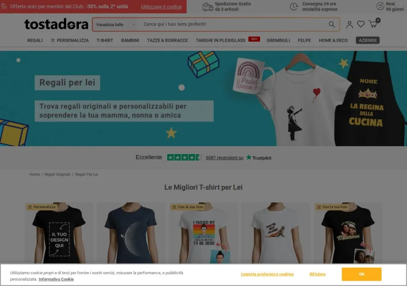 Schermata della pagina offerta di Tostadora