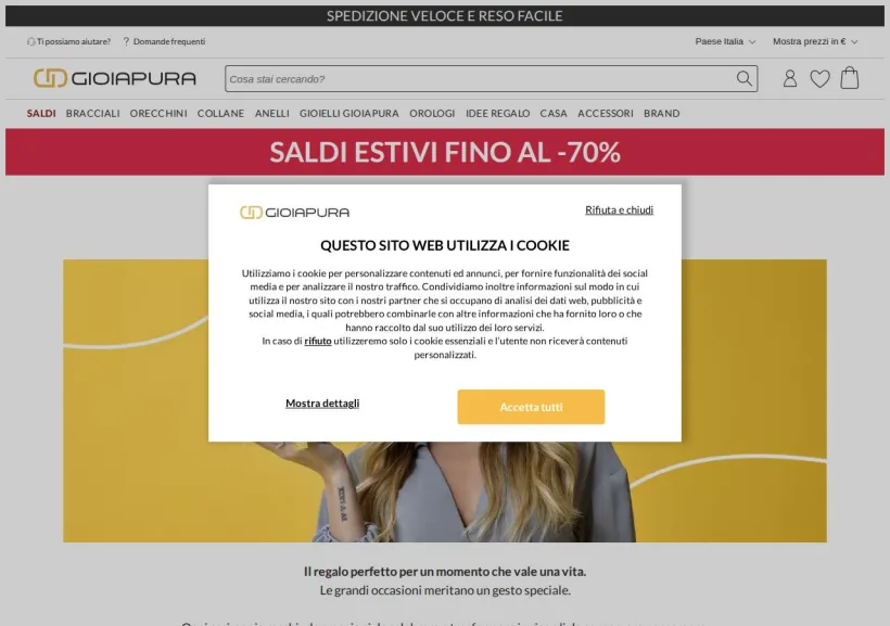 Schermata della pagina offerta di GioiaPura