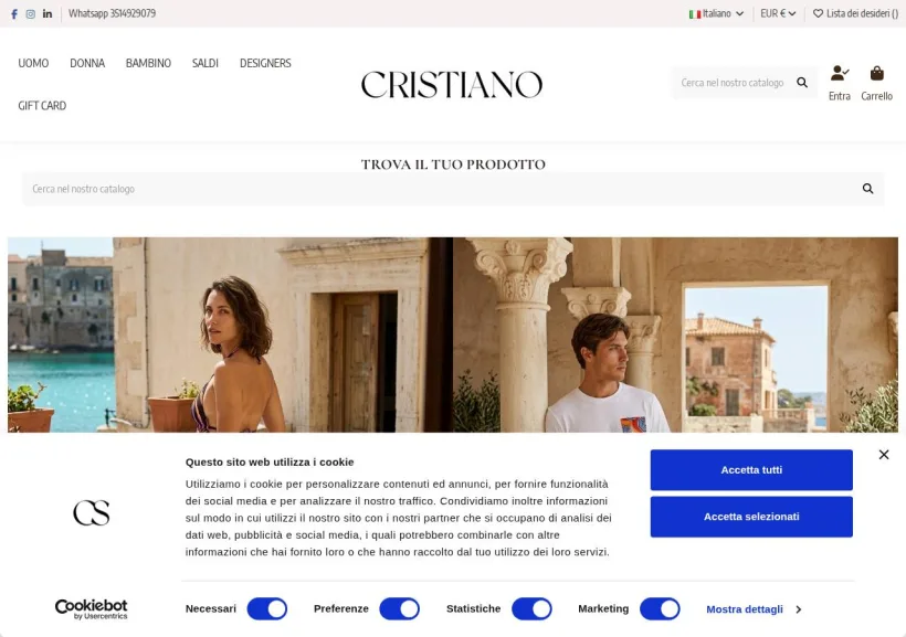 Schermata della pagina offerta di Cristiano Calzature