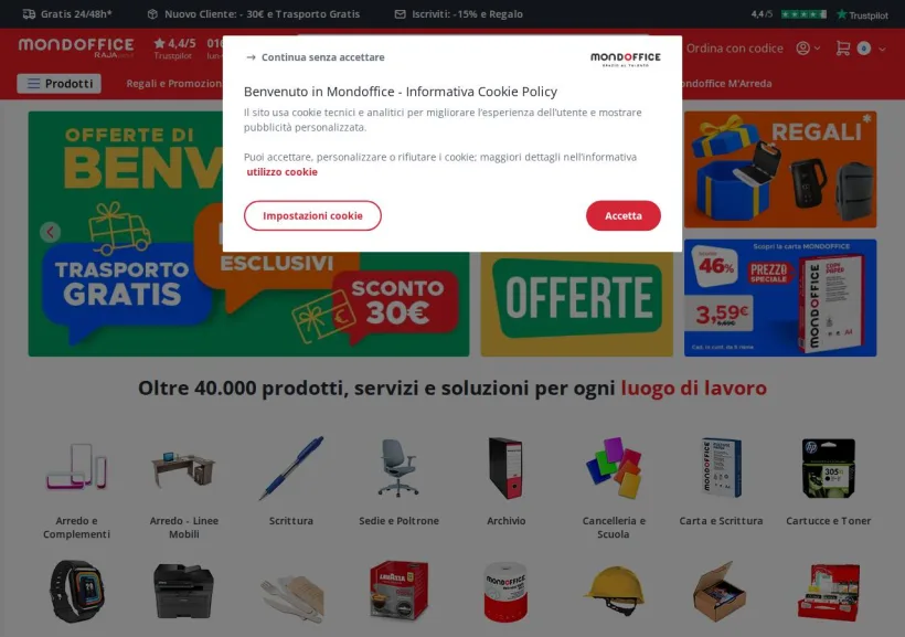 Schermata della pagina offerta di Mondoffice