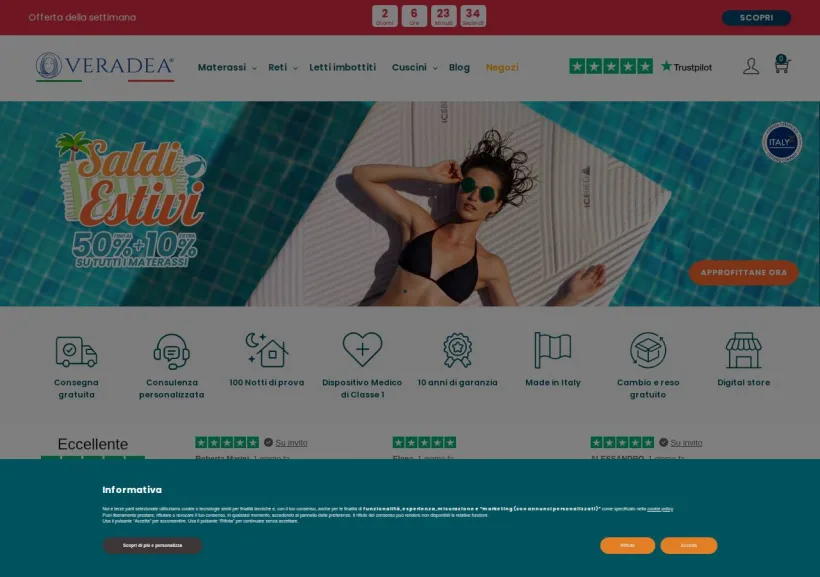 Schermata della pagina offerta di Veradea
