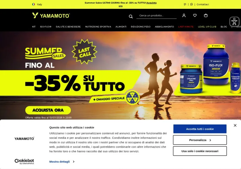 Schermata della pagina offerta di Yamamoto