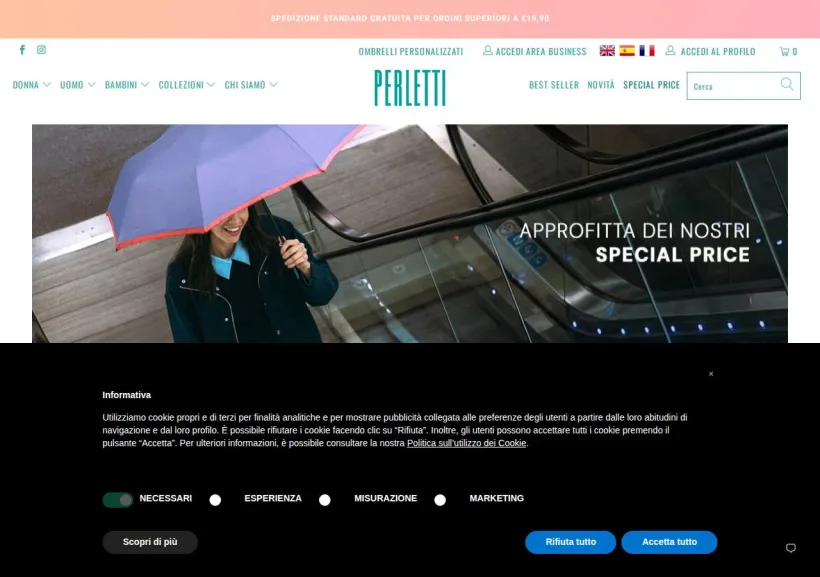 Schermata della pagina offerta di Perletti