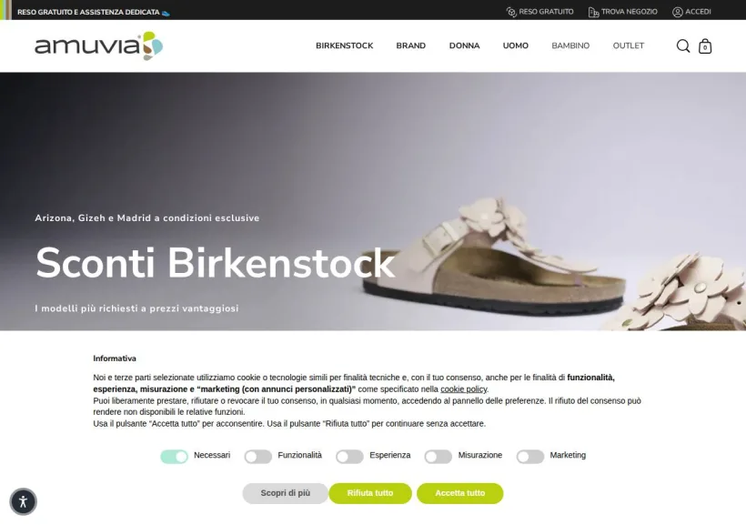 Schermata della pagina offerta di Amuvia