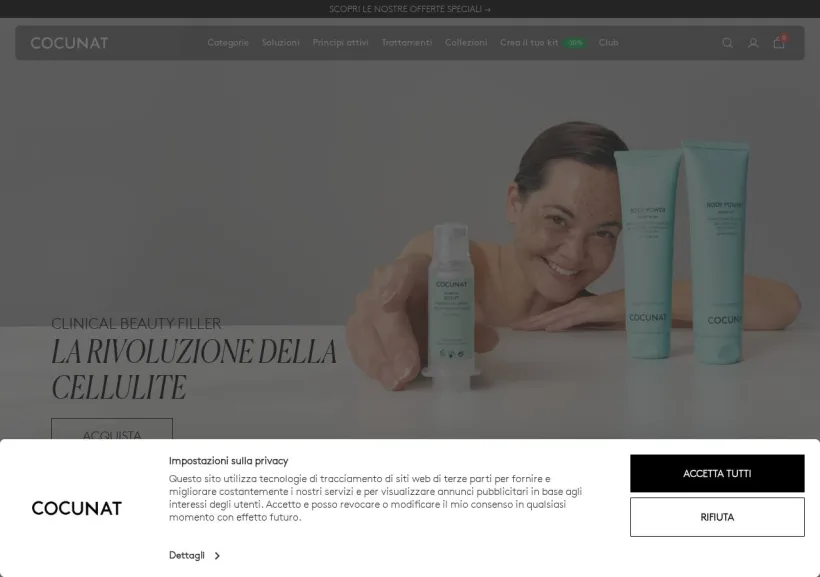 Schermata della pagina offerta di Cocunat