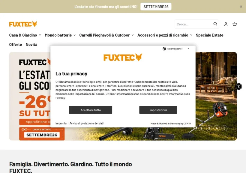 Schermata della pagina offerta di FUXTEC