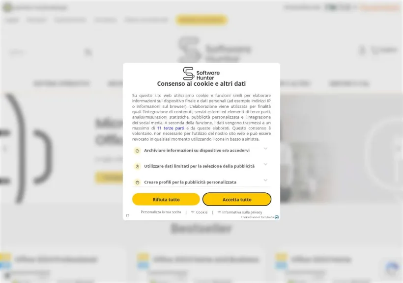 Schermata della pagina offerta di Softwarehunter