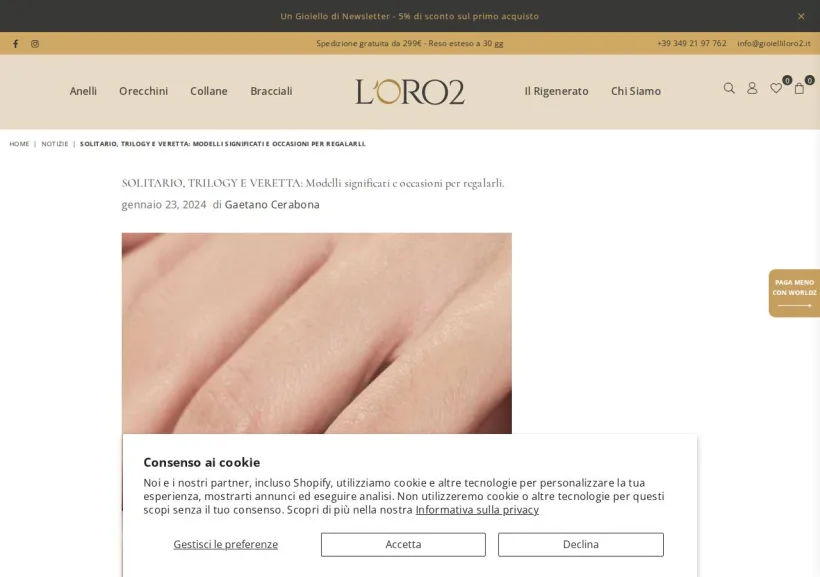 Schermata della pagina offerta di Gioielli Loro2
