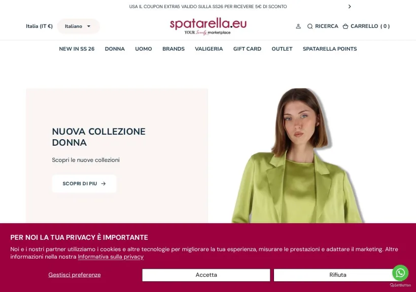 Schermata della pagina offerta di Spatarella Shop